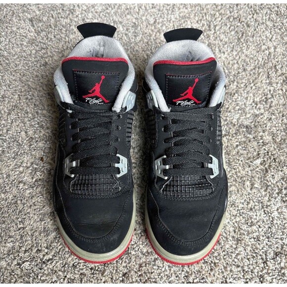 Nike Air Jordan 4 Retro Bred 2019 Size 6 Youth (Size 7.5 Women's) - Picture 3 of 7